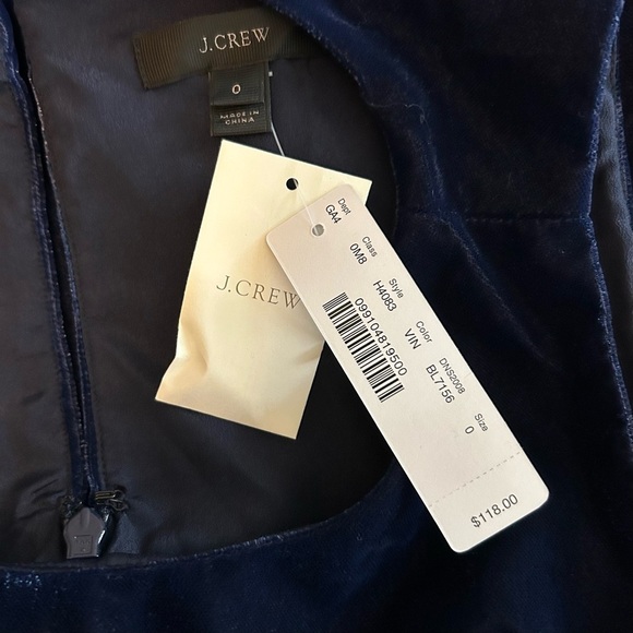 J. CREW Blue Ruffle Hem Velvet Sleeveless Cocktail Dress Women’s SZ 0 Blue NEW - Picture 8 of 10